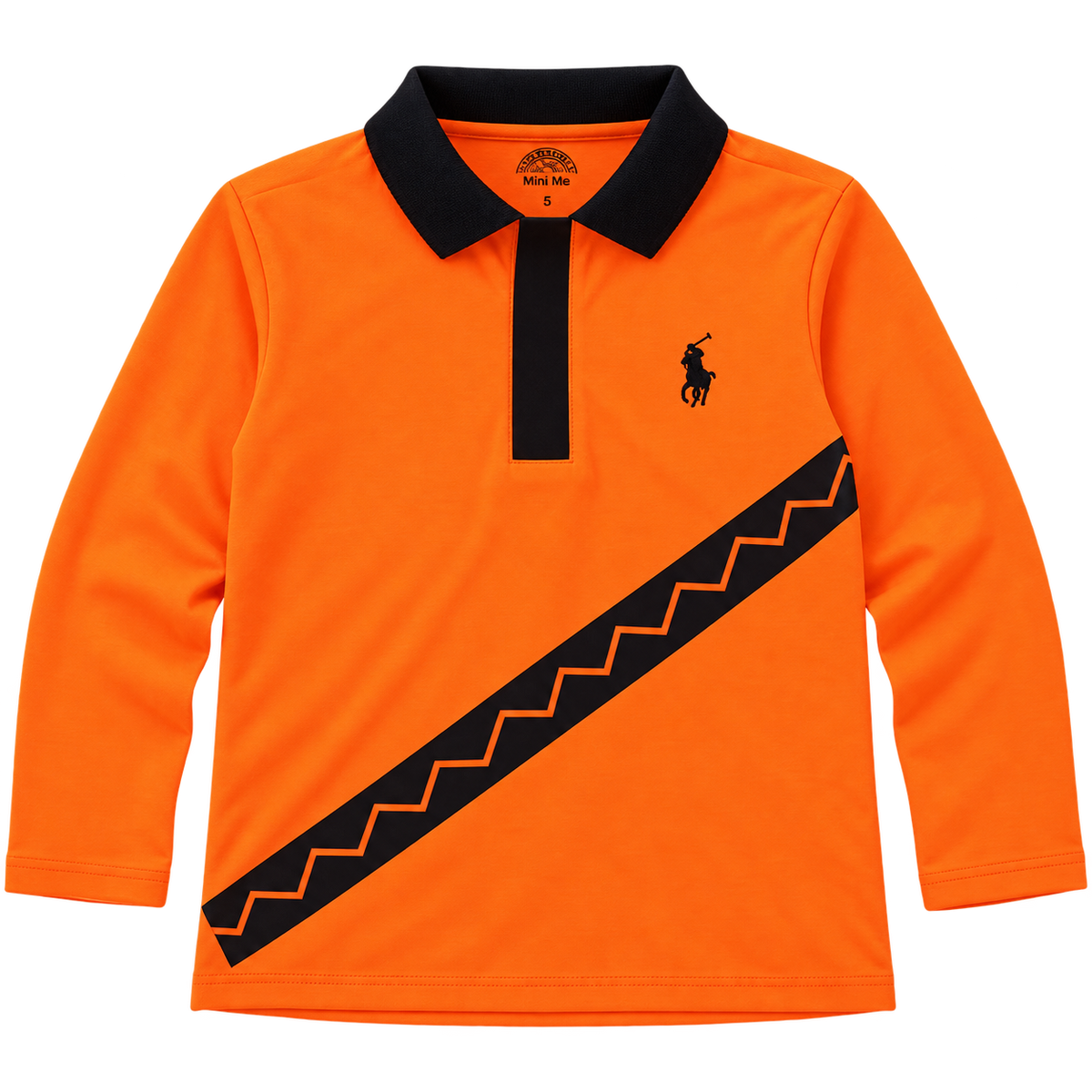 Cuzy Club orange kids long sleeve polo shirt in jersey fabric