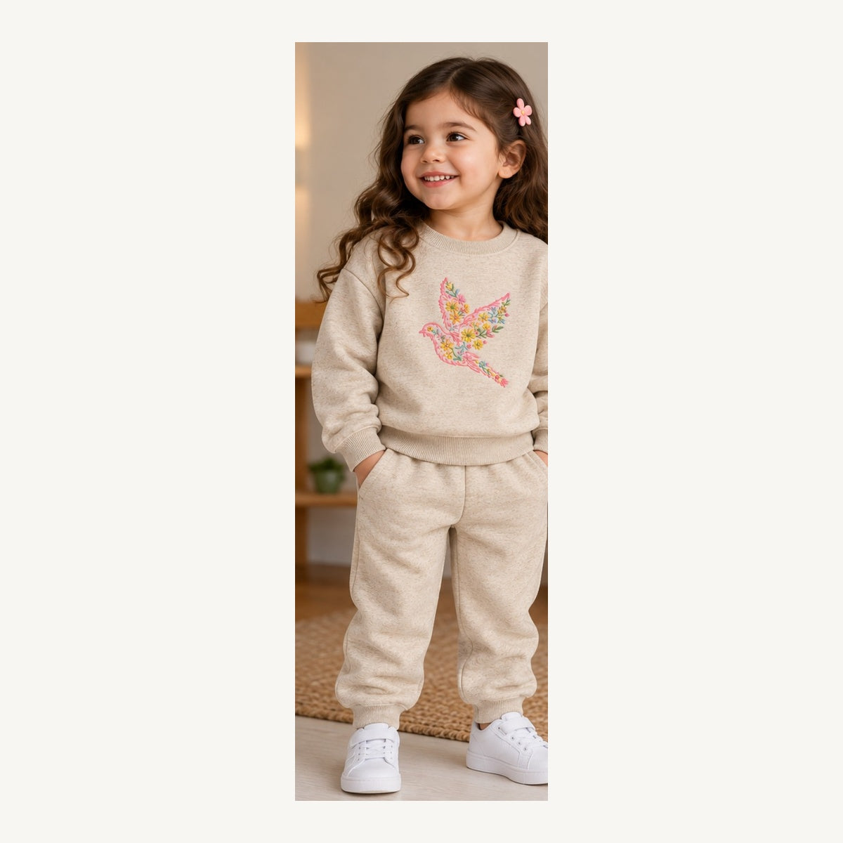 Girls Floral Dove 2-Piece Set on model