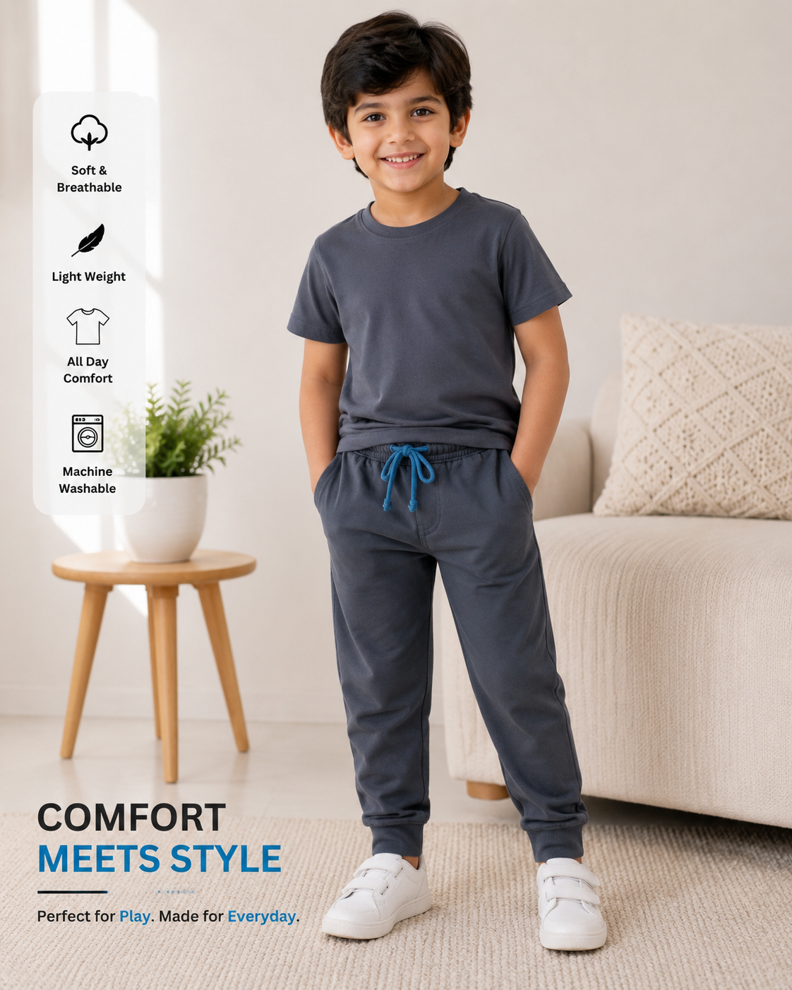 Comfort Meets Style: Everyday Kidswear 2pcs set shirt + short unisex