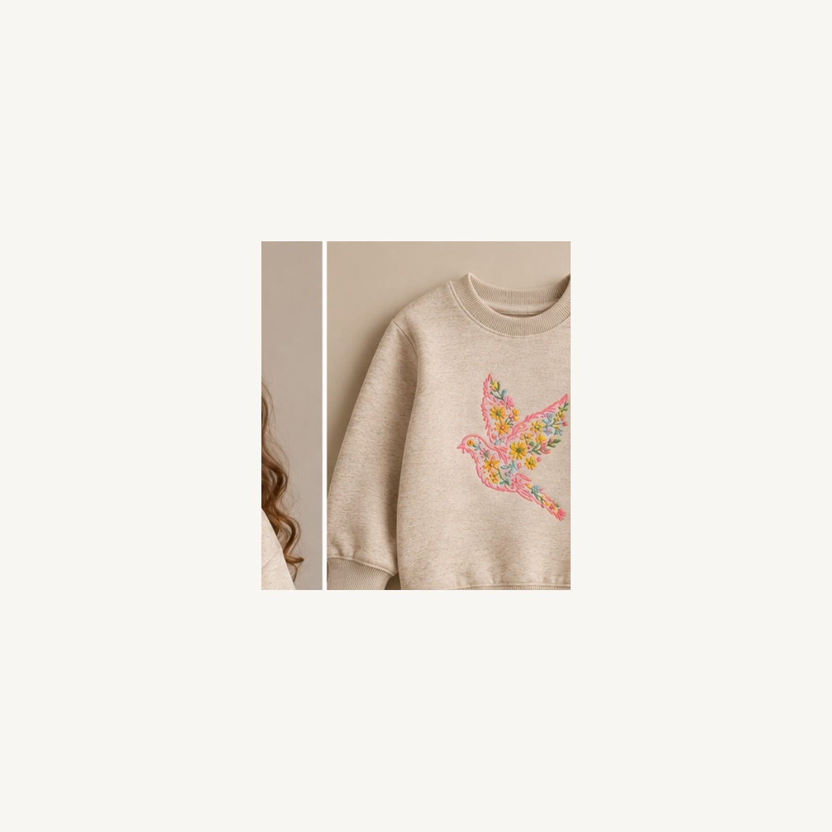 Girls Floral Dove embroidered sweatshirt